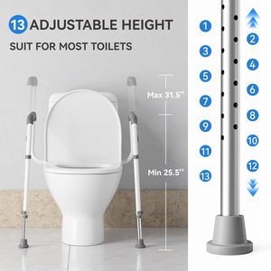 Barres de sécurité et poignées réglables <span class=keywords><strong>pour</strong></span> toilettes, <span class=keywords><strong>pour</strong></span> <span class=keywords><strong>personnes</strong></span> handicapées, âgées, seniors, barres de soutien <span class=keywords><strong>pour</strong></span> salle de bain avec poignées - Product Image 3
