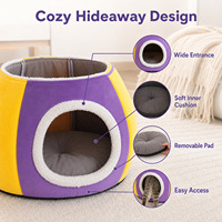 Lit pour chat en forme de champignon, fausse fourrure, velours, peluche chaude, durable, grotte pour animaux de compagnie, amovible, lavable à la main, nid d'hiver pour chats et petits chiens