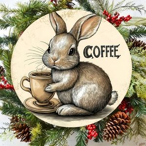 Panneau rond en bois décoratif pour fête de Pâques, lapin et œufs, plaque suspendue pour une ambiance festive et une porte d'accueil - Product Image 5