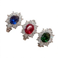 9 anillos de moda con imitación de piedras preciosas coloridas, novedades 2026 para mujer, de latón y cobre, con circonita cúbica de corte ovalado de 7*9mm y diseño de flor.