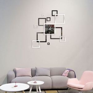 3D Acrylic <b>Wall</b> Clock DIY Geometric Square Digital Clock <b>Wall</b> Sticker Mute Clock for Living Room Bedroom Decoration - Product Image 6