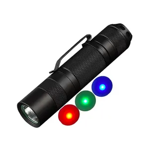 Mini lampe torche LED portable triple couleur Lumière rouge pour le traitement de la peau LED bleu vert pour la chasse lampe de pêche lampe de polymérisation bleue