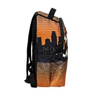 Sac à dos Cyberpunk pour étudiants, sac d'école tendance avec silhouette de ville, pochette pour ordinateur portable, sac à dos urbain de grande capacité