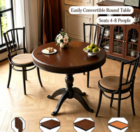 Table à manger vintage pliable et extensible en bois massif de style médiéval français, adaptée aux hôtels, aux maisons et aux restaurants