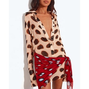 Robe chemise femme imprimé animal, col boutonné, écharpe <span class=keywords><strong>amovible</strong></span>, manches longues, rayures violettes, 100% viscose - Product Image 1