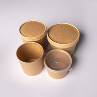 Bol à soupe jetable biodégradable en papier kraft de 20 oz, 24 oz, 32 oz avec couvercle en papier PP pour soupe chaude