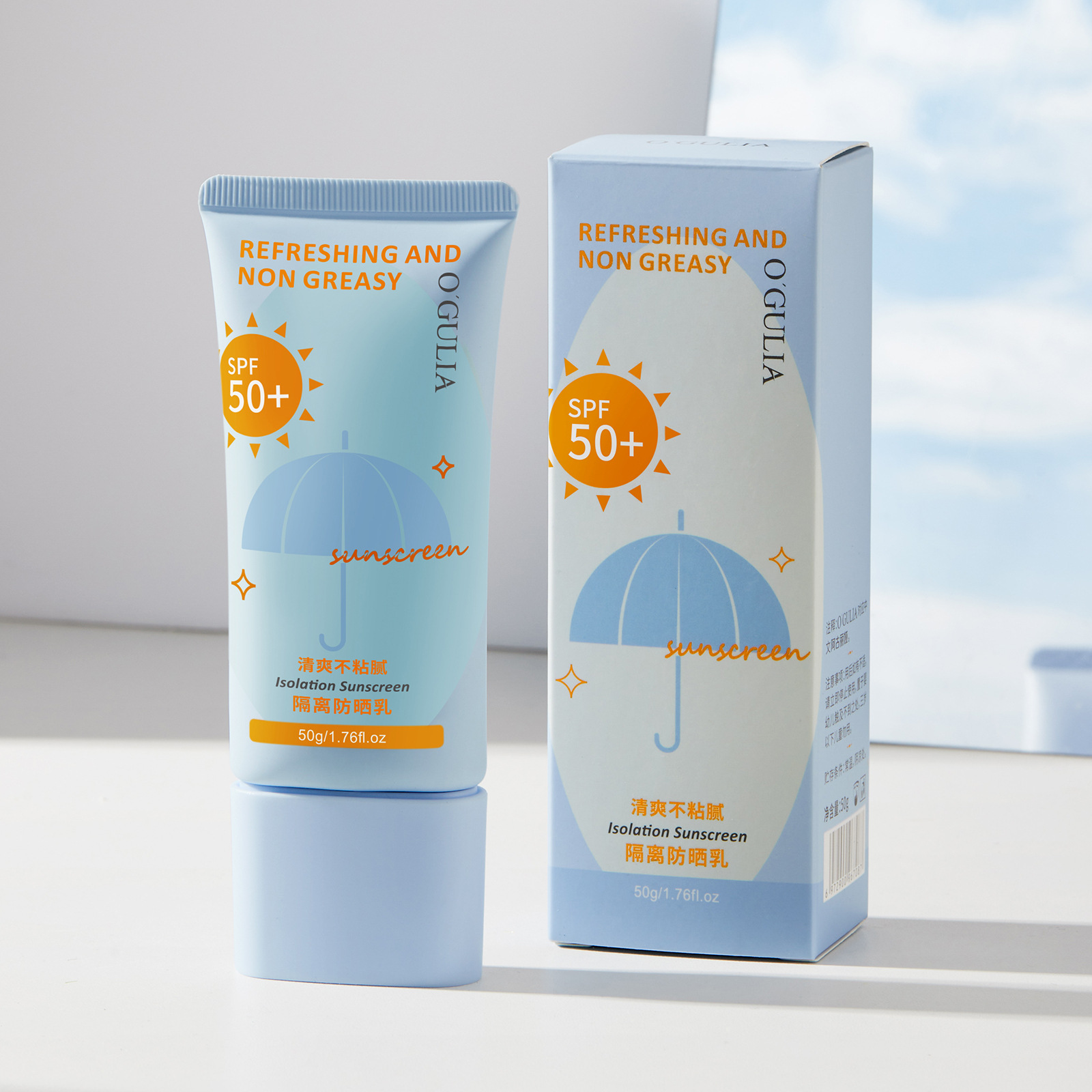 OGULIA SPF 50 + солнцезащитный крем 50 г летняя УФ-изоляция водонепроницаемый потостойкий нежирный солнцезащитный крем