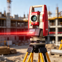 Stazione Totale Economica Senza Prisma con Misurazione Laser a 1500m, Strumento di Rilevamento con Ottica Laser e Memoria da 100.000 Punti