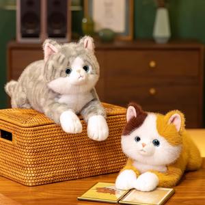 사이테 두들 시뮬레이션 누워있는 짧은 털 고양이 베개 31cm-50cm 수면 인형 생일 선물 - Product Image 3