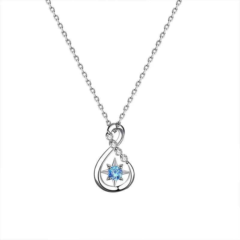 MOYU-Colgante de Plata de Ley 925 con diseño de Estrella del Norte, joyería fina con zirconia azul y blanca, para mujeres