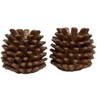 Adorno de Otoño para el Hogar, Decoración Vintage con Dos Conos de Pino, Portavelas para Árbol de Navidad, Regalo Decorativo, Candelabros Marrones
