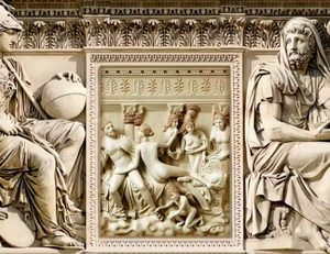 Mural de pared impermeable clásico europeo para sala de estar relieve figura mitológica Peel and Stick Wallpaper - Product Image 2