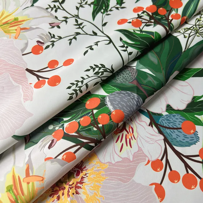 100% Polyester Sph impression mat Satin tissu impression numérique tissus en gros Satin Floral tissu pour vêtements
