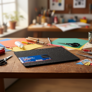 Foglio di Schiuma EVA ILAN 60x40cm Nero Glitterato Materiale per Artigianato - Product Image 3