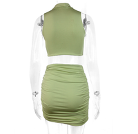 Tenue d'été personnalisée sexy pour femme, ensemble 2 pièces moulant, comprenant un haut dos nu à découpes et une robe midi froncée pour club, soirée, plage et maillot de bain