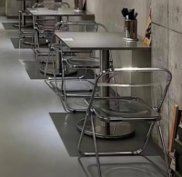 Table de salle à manger carrée en acier inoxydable pour hôtel et restaurant en plein air