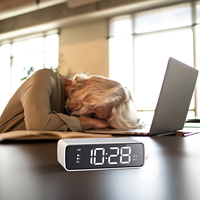 Digitale Wekker Voor Slaapkamer Met 15W Snelle Draadloze Oplader, Wit Nachtlampje, Dimmen Led Display Klok