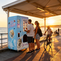 Distributeur automatique intelligent de crème glacée et de yogourt glacé, écran 27 pouces, paiement sans espèces, pour campus scolaire