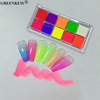 Ensemble de 10 poudres pigmentées fluorescentes pour ongles, couleurs unies, effet dégradé néon, poudre pigmentée pour ongles à la lumière UV