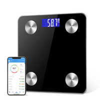 Balance connectée numérique 180 kg pour usage domestique, moniteur de masse grasse, de masse musculaire et d'hydratation corporelle, écran LCD en verre trempé, balance électronique