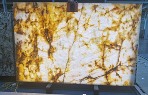 Dalles de quartzite jaune cristallin, translucides naturelles, polies pour la décoration de fond lumineux <span class=keywords><strong>à</strong></span> LED - Product Image 4