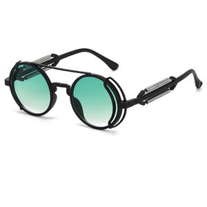 نظارات شمسية رائجة لعام <span class=keywords><strong>2025</strong></span> بتصميم عتيق وطراز بانك، نظارات شمسية معدنية مستديرة بطراز ستيمبانك للنساء والرجال - Product Image 1