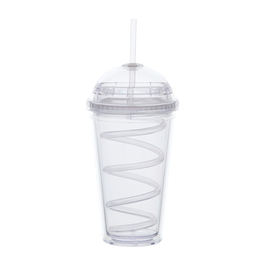 गुंबद ढक्कन के साथ 16oz प्लास्टिक गिलास और घुंघराले पुआल पीने के मग कस्टम लोगो प्लास्टिक के कप मग स्पष्ट मग - Product Image 3