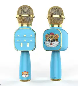 Microphone de karaoké sans fil Bluetooth Microphone de poche portable Haut-parleur Enregistreur pour enfants/adultes