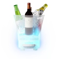 Seau à glace carré en plastique LED 5 litres, double couche, éclairage LED moderne, personnalisable pour fêtes, boissons et bière