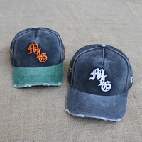 Casquettes de baseball unisexes bicolores en coton lavé vintage de qualité supérieure, personnalisables avec broderie 3D, vente en gros en vrac