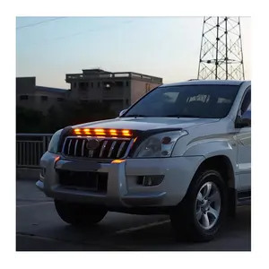 Accessoires de voiture prado 120 capot garde avec LED prado capot protecteur pour land cruiser prado LC120 accessoires 2003-2009