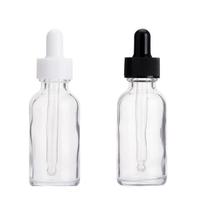 Bouteille ronde en verre transparent Boston de 1/2oz 2oz 4oz 8oz avec bouchon compte-gouttes Fabrication directe