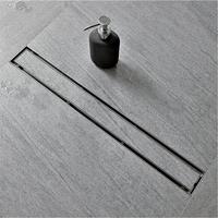 Drain de sol long en acier inoxydable, dissimulé, linéaire, moderne, carré, pour salle de bain et balcon, avec insert pour carrelage et couvercles de douche en acier inoxydable
