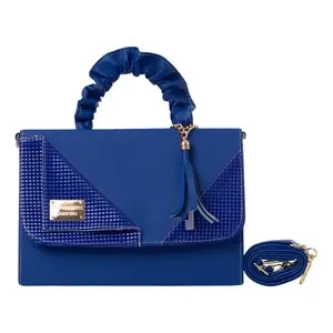 Sac de plage bleu pour femme Fana Mirta, taille moyenne, imperméable, imprimé diamant et perles, style décontracté, double poignée, forme rectangulaire - Product Image 4