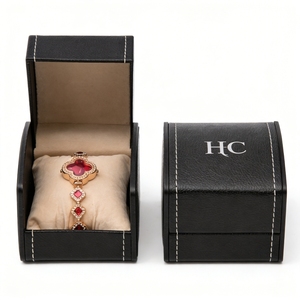 Handmade Bracelet Box Custom Shape Faux Leather Jewelry Gift Box Custom Bracelet Pillow Foil Stamping Custom Logo Factory Direct - Product Image 1