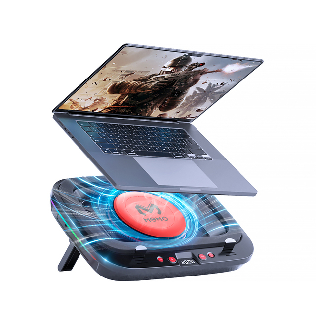 MEMO FL08 Laptop Cooler with LED Display 30W Strong Compressed Wind Cooling Gaming Laptop Cooler RBG Laptop Cooling Pad