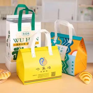 Non Woven Custom Eco <b>Disposable</b> Takeaway Cooler Package Tote Bum Bags Wiht <b>Aluminum</b> <b>Foil</b> Insulated Thermal Soft Handle Lunch Bag - Product Image 3