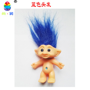 Figurine en vinyle de 10 cm, poupée troll aux cheveux bleus, jouet unisexe pour enfants - Product Image 1