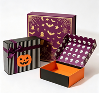 Boîte cadeau rigide écologique pour Halloween, finition mate, logo personnalisé, emballage pour bonbons et chocolats, design citrouille, fantôme, chauve-souris, pour les fêtes