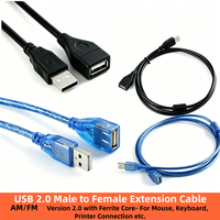 Kabel Ekstensi USB 2.0 Tipe-A Male Female OEM Likai dengan Inti Ferit 480Mbps Kecepatan Tinggi, Selubung PVC Fleksibel, Konduktor Padat