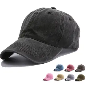 Distressed Custom Logo Denim Dad Hat Men And Women Washed Distressed Cap And Hat Summer Wholesale Sports Hats Men Baseball Cap