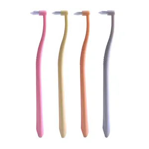 Denture Care L Shape Single Tuft Soft Tapered Bristle Toothbrush Orthodontic Interdental Brush