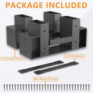 Support à bois de chauffage robuste en métal noir à 1 niveau pour cuisine et salon - Product Image 3