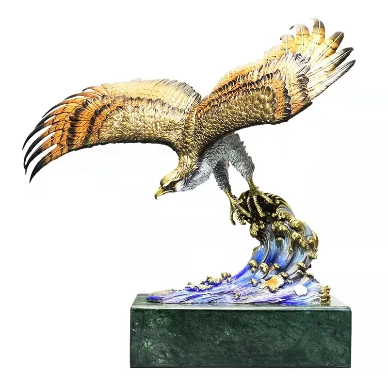 نسر طائر برونزي بأجنحة واسعة, تمثال فني معدني منحوت بأجنحة واسعة