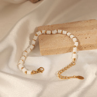 Bracelet en perles de bambou vintage en coquillage naturel Bracelet en acier inoxydable étanche plaqué or pour femmes pulseras y brazaletes