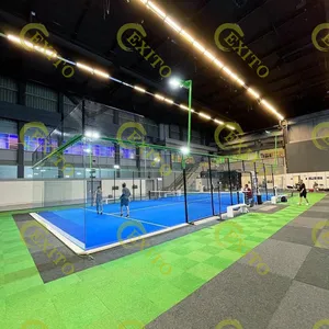 EXITO all'ingrosso assemblato sport di vendita calda panoramica completa senza campo da Padel ad angolo con erba artificiale