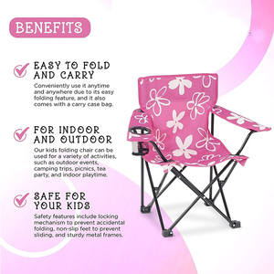 Silla plegable portátil para niños, silla de playa con cierre de seguridad, portavasos, silla de Camping rosa para niños y niñas para viajes, césped al aire libre - Product Image 3