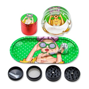 5 adet sigara kitleri Set özel Logo servis tepsisi ve öğütücü seti 5 in 1 sigara kiti aksesuarları seti - Product Image 4