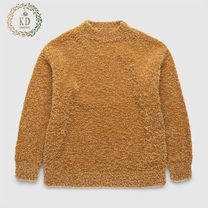 KD Fabricant de tricots personnalisé OEM ODM Designer Pull à manches longues et col rond Pull à boucle en fil tricoté en laine mélangée pour hommes - Product Image 1