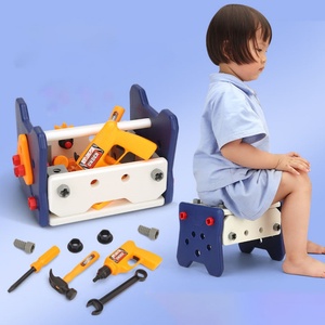 Kids Pretend Play Toddler Gear Drill Screw Nuts Table 2 in One Diy High Quality Plastic Construction Tool Toys - Product Image 2